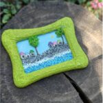 Stone Painting and Bead Embroidered Wall Accessory
