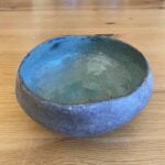Handmade Stone Design Turquoise Ceramic Bowl