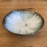 Handmade White Ceramic Wide Bowl (Drip Glazing)