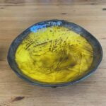 Handmade Smoky Yellow Ceramic Wide Bowl