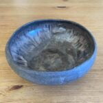 Handmade Anthracite Ceramic Bowl (Drip Glazing)