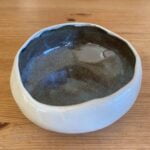 Handmade White and Dark green Ceramic Bowl