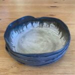 Handmade Walnut Shell Ceramic Wide Bowl (Drip Glazing)