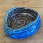Handmade Ocean Blue Spiral Design Ceramic Bowl