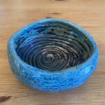 Handmade Blue Spiral Design Ceramic Bowl