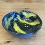 Handmade Black and Yellow Ceramic Bowl (Limited Edition)