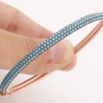 Round Cut Turquoise Zircon Jewelry 925 Sterling Silver Rose Gold Bangle