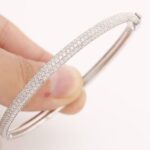 Round Cut Topaz Zircon Jewelry 925 Sterling Silver Rhodium Bangle