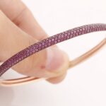 Round Cut Pink Ruby Zircon Jewelry 925 Sterling Silver Rose Gold Bangle