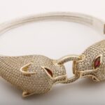 Double Tiger Head Style Jewelry Round Shape Topaz Zircon and Marquise Shiny Ruby 925 Sterling Silver