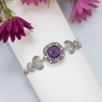 Amethyst 925 Sterling Silver Boho Bracelet - Filigree Adjustable