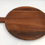 Round Wood Cutting Board with Handle Walnut