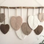 Large Macrame Feather Wall Hanging - Woven Leaf