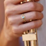 Gold Eyelash Turquoise Evil Eye Ring - 14K Solid