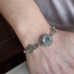 Sky Blue Topaz Silver Victorian Floral Bracelet - 925 Sterling Silver