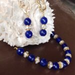 Bridal Earrings and Bracelet with Rhinestone Rondelle