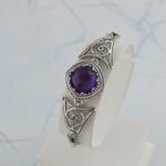 Amethyst Silver Floral Boho Filigree Bracelet - 925 Sterling Silver