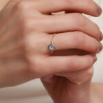 Blue And White Zircon Stone Ring - 14K Solid Gold