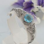 Sky Blue Topaz Silver Filigree Bracelet - 925 Sterling Silver