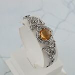 Citrine Silver Floral Victorian Bracelet - 925 Sterling Silver
