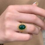 Green Agate Twisted Wire Ring - 14K Solid Gold