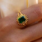 Green Oval Filigree Ring - 14K Solid Gold