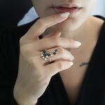 Sapphire Wedding Ring with Brilliant Cut Diamonds - 14K Gold