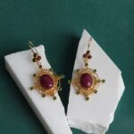 Authentic Chandelier Red Stone Earrings