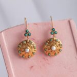 Turquoise Dangling Handmade Gold Earrings