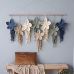 Blue and sage green Macrame wall hanging