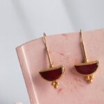 Red Gemstone Long Hook Earrings