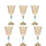 Real Gold Wine Hand Painting Wine Glass - 6 pcs