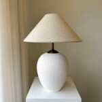 Earthenware unglazed ceramic textured table lamp