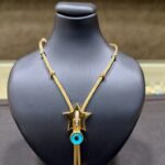 Evil Eye Bead Star Stone Necklace Pendant with Chain 14K Gold