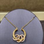 Gold Necklace with Shiny Stone Rings 14K