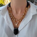 Citrine Black Onyx Chunky Gemstone Necklace