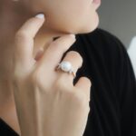 Akoya Pearl Diamond Engagement Ring