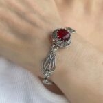 Ruby Sterling Silver Victorian Floral Bracelet