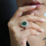 Teardrop 2.45 ct Emerald Ring - 14K Solid White Gold with 1.15 ct Diamond