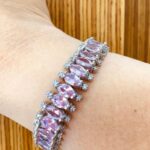 Silver Women Bracelet With Pink Quartz - 925K Sterling Silver
