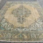 Anatolian Antique Hand Made Hand Knotted Carpet 101x133 inches Beige Rug