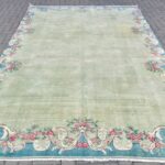 Vintage Oversize Green Carpet - 83x124 inches