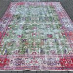 Vintage Oushak Antique Green Carpet - 85x121 inches